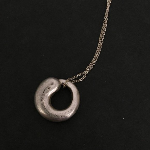 TIFFANY&CO. Silver 925 Elsa Peretti Eternal Circle Pendant Necklace /1E4201